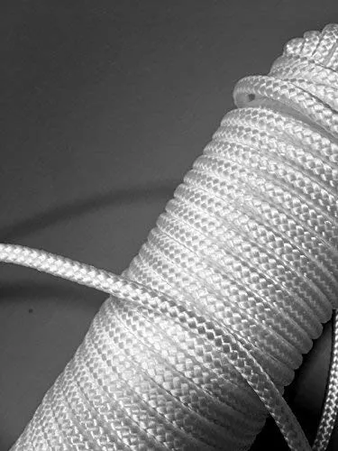 1 ALAZCO 80 ft. Extra Strong Diamond Braid Polypropylene Multi-Purpose Flag Line Rope - Weather Resistant Shock Absorbent Heavy Duty Poly 3/16’’ Thick (1 Rope Only)