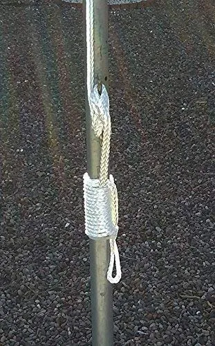 1 ALAZCO 80 ft. Extra Strong Diamond Braid Polypropylene Multi-Purpose Flag Line Rope - Weather Resistant Shock Absorbent Heavy Duty Poly 3/16’’ Thick (1 Rope Only)