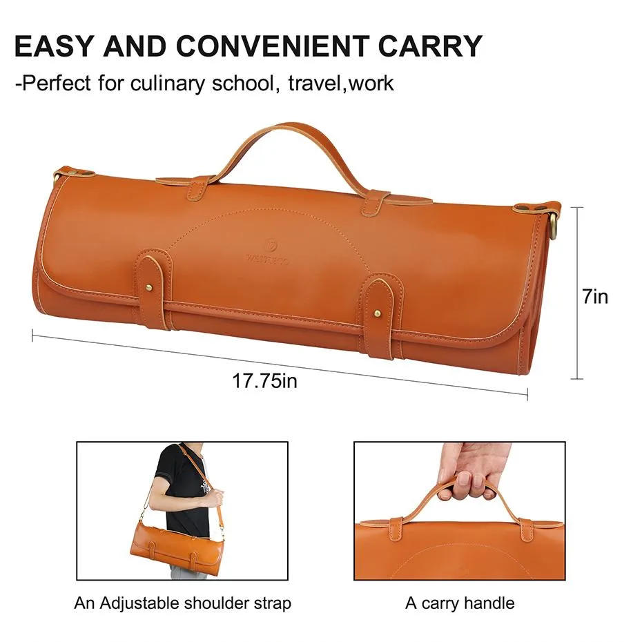 10 Slots High Quality Synthetic Leather Chef Knives Roll Bag