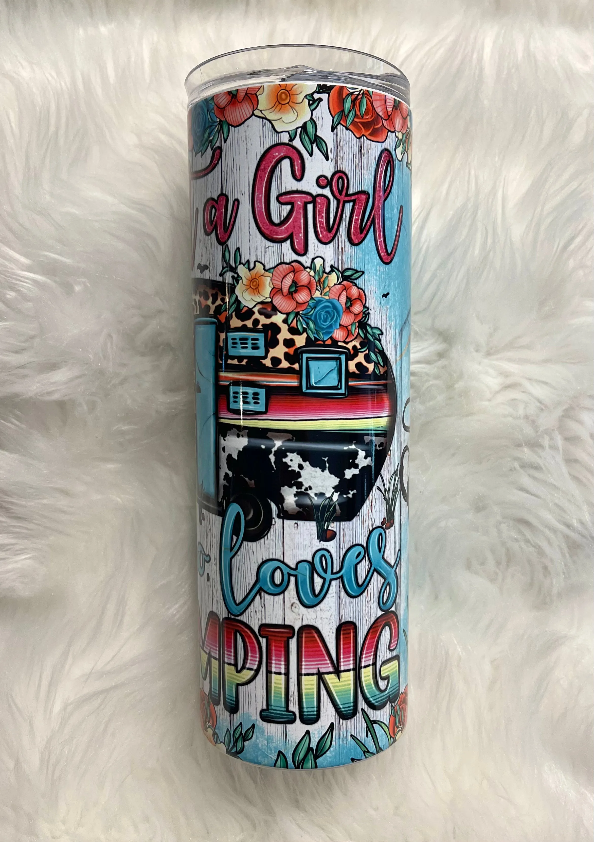20oz Just a girl who loves camping Sublimation Tumbler