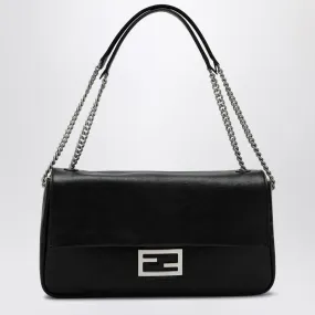 BLACK LEATHER CHAIN LARGE BAGUETTE