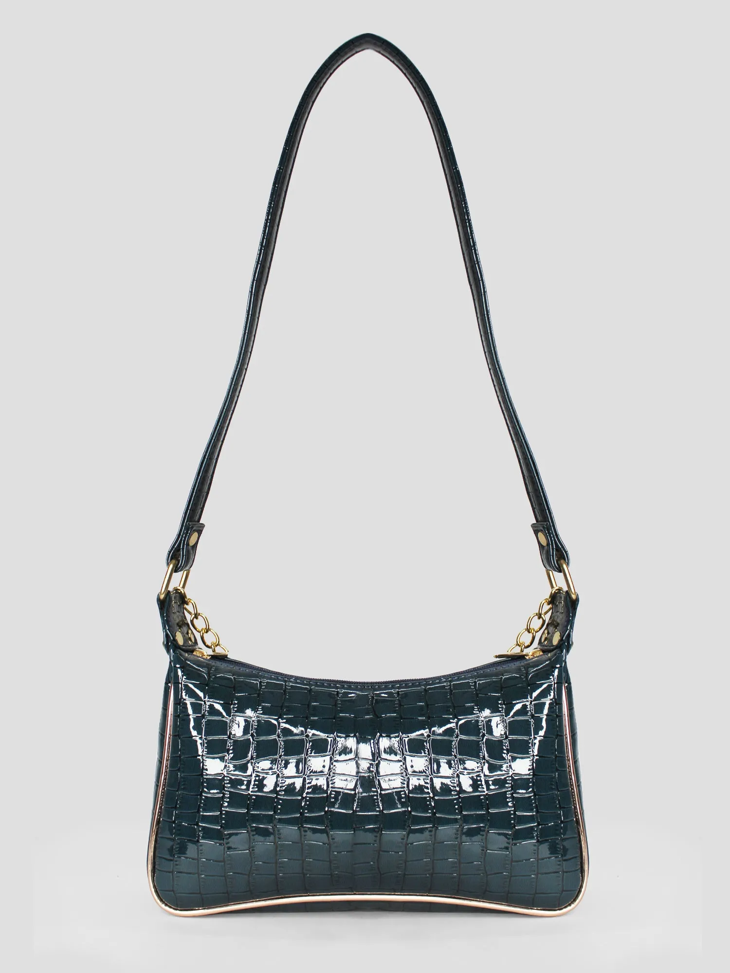 Blue & Rosegold Chunky Chain Mini Shoulder Bag | Modern Myth