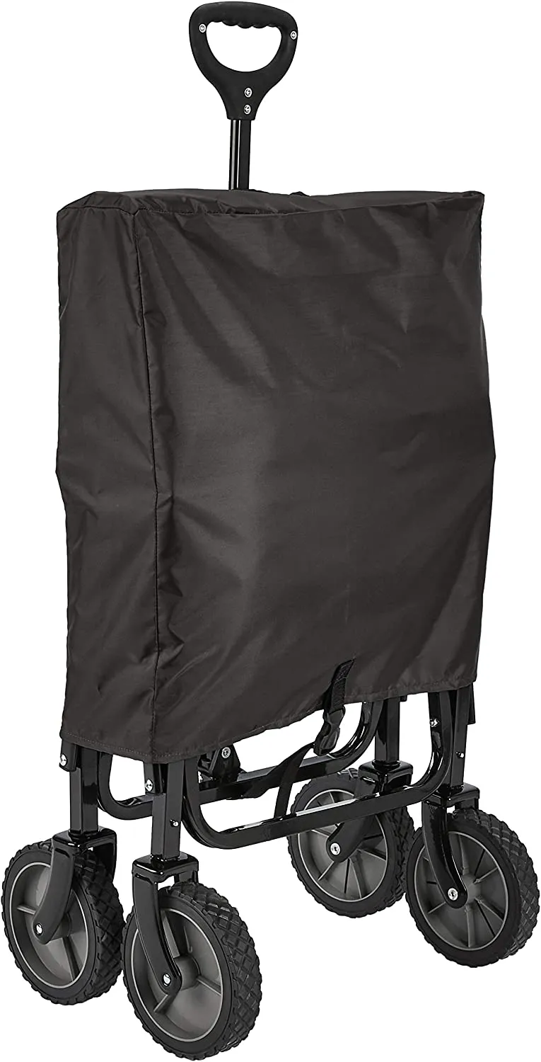 Collapsible Folding Outdoor Utility Wagon with Cover Bag, Black