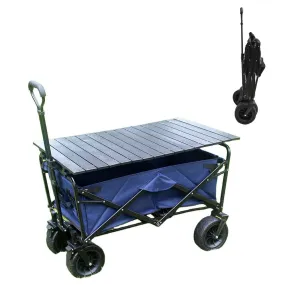 CRONY Ym-003 Folding Shopping Cart With Cover For Beachside Camping Outdoor Heavy Duty Portable Trolley /Blue