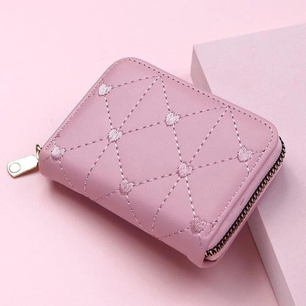 Darianrojas 1 Pc Women Business Card Holder Pu Leather Credit Card Holder Ladies Zipper Pocket Unisex Card Case Zipper Coin Purse