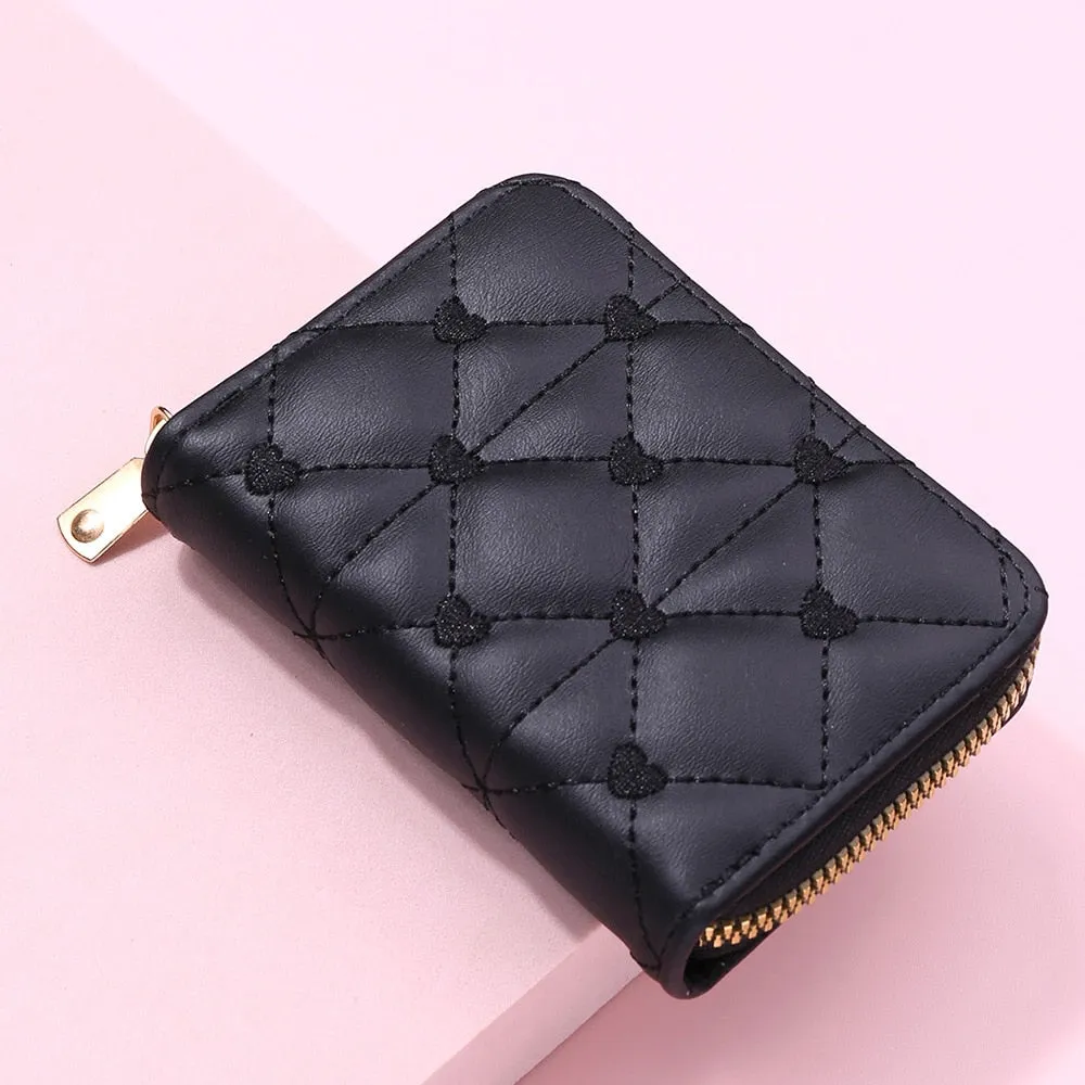 Darianrojas 1 Pc Women Business Card Holder Pu Leather Credit Card Holder Ladies Zipper Pocket Unisex Card Case Zipper Coin Purse