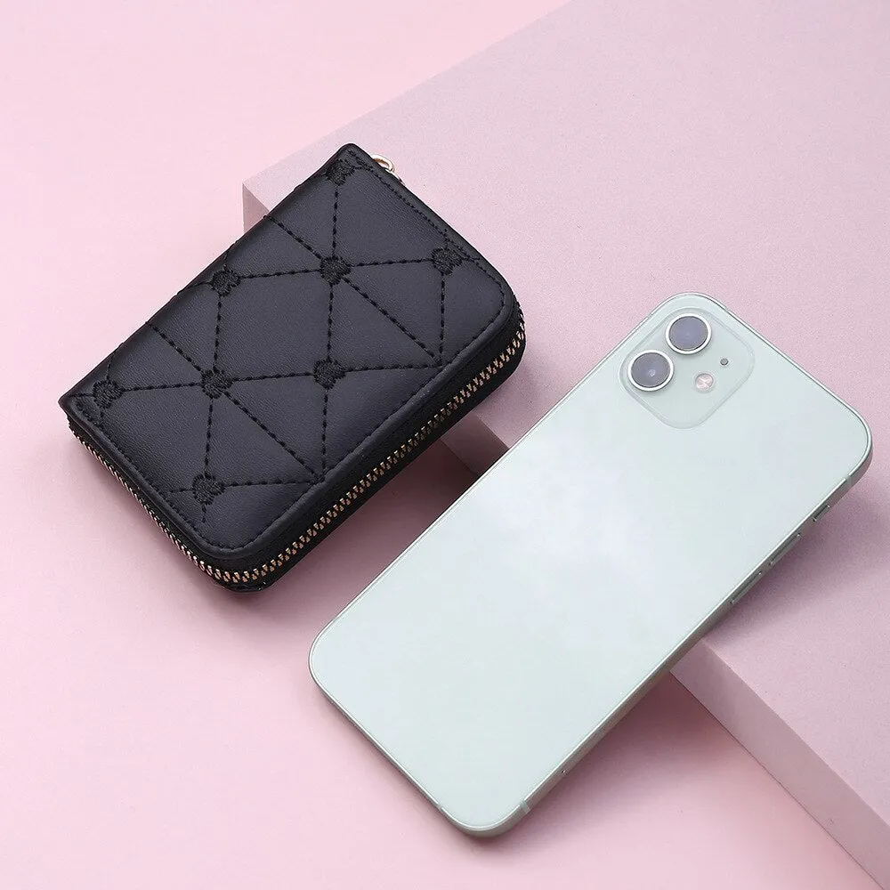 Darianrojas 1 Pc Women Business Card Holder Pu Leather Credit Card Holder Ladies Zipper Pocket Unisex Card Case Zipper Coin Purse