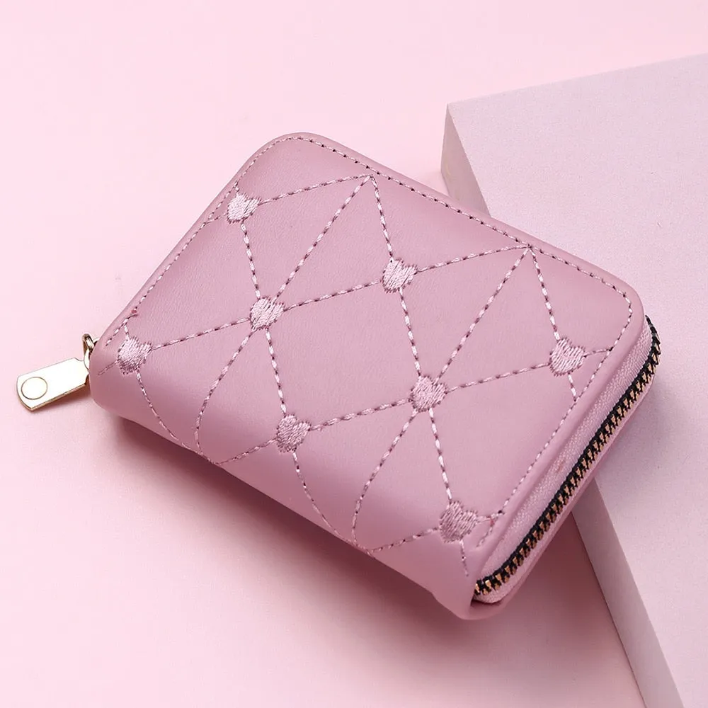 Darianrojas 1 Pc Women Business Card Holder Pu Leather Credit Card Holder Ladies Zipper Pocket Unisex Card Case Zipper Coin Purse