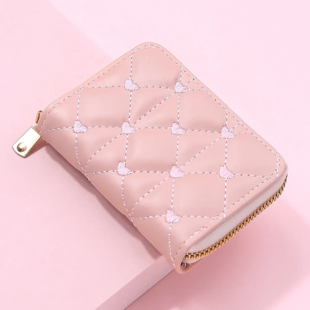 Darianrojas 1 Pc Women Business Card Holder Pu Leather Credit Card Holder Ladies Zipper Pocket Unisex Card Case Zipper Coin Purse