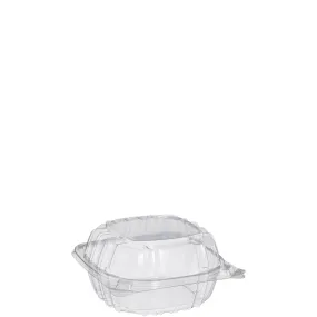 Dart C57PST1 6 x 6 x 3" Clear Seal Hinged Lid Plastic Container (500/CS)