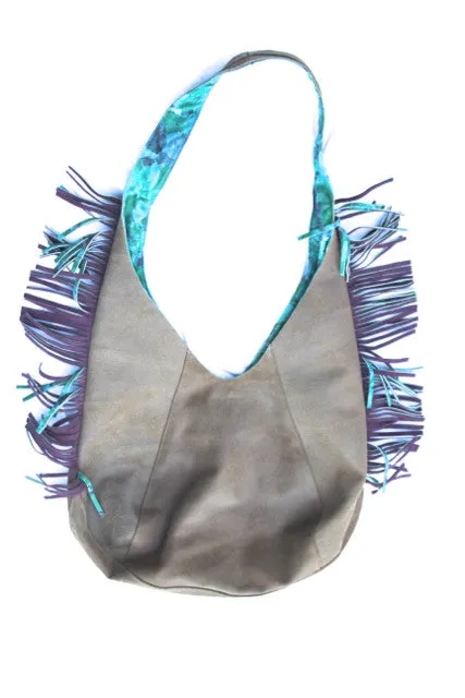 Distressed Leather feed-bag-style Purse