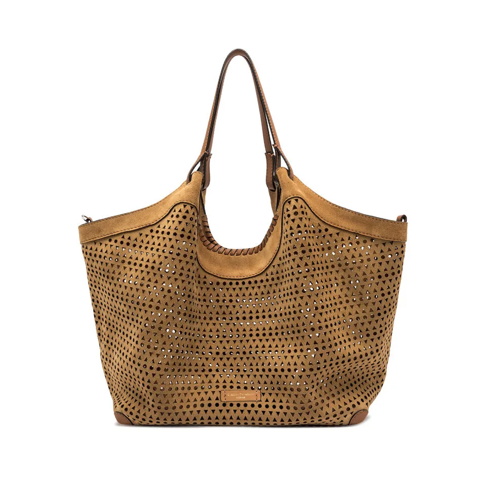 DUA PERFORATED SUEDE LARGE BAG