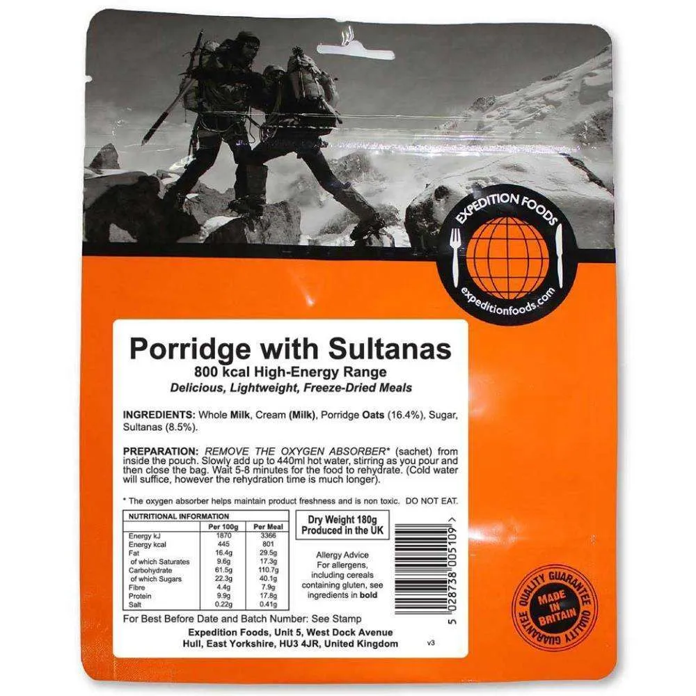 Expedition Foods - Porridge with Sultanas (High Energy)