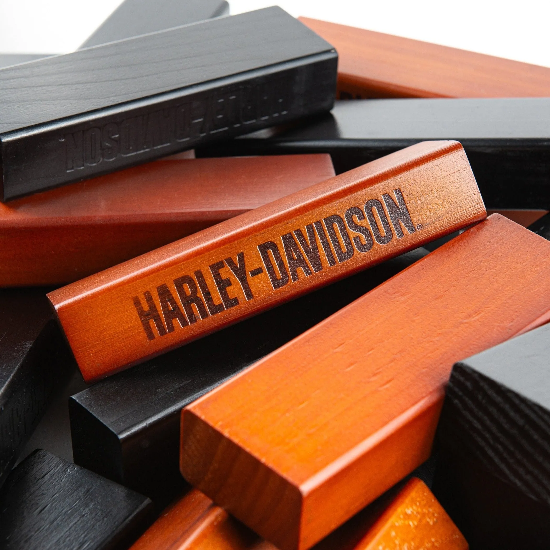 Harley-Davidson XL Tower Stacker, Durable & Water-Resistant Hardwood, 2 ft, Black/Orange DW66122