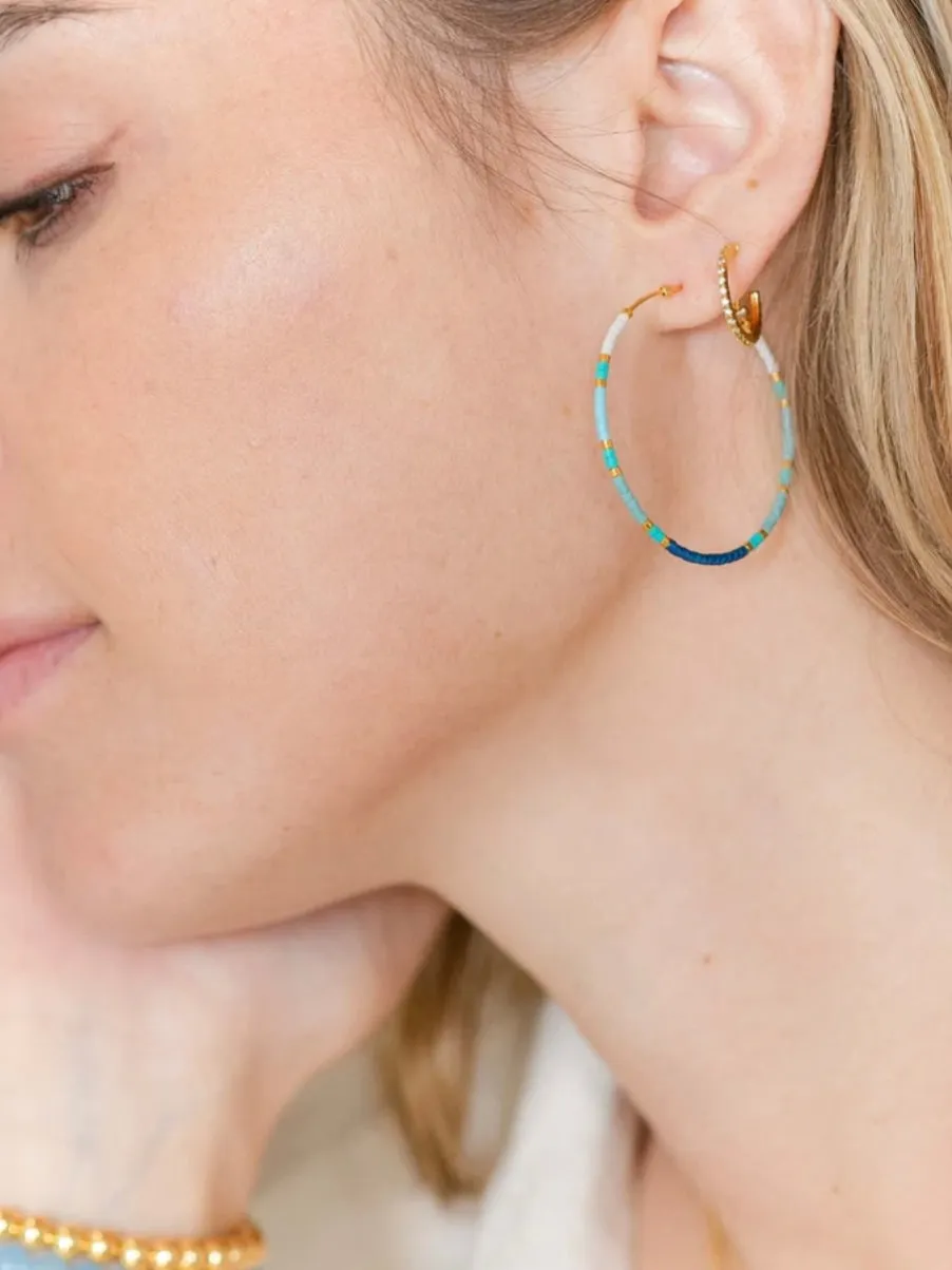 Miyuki Delica Hoop Earring | Blue/Teal