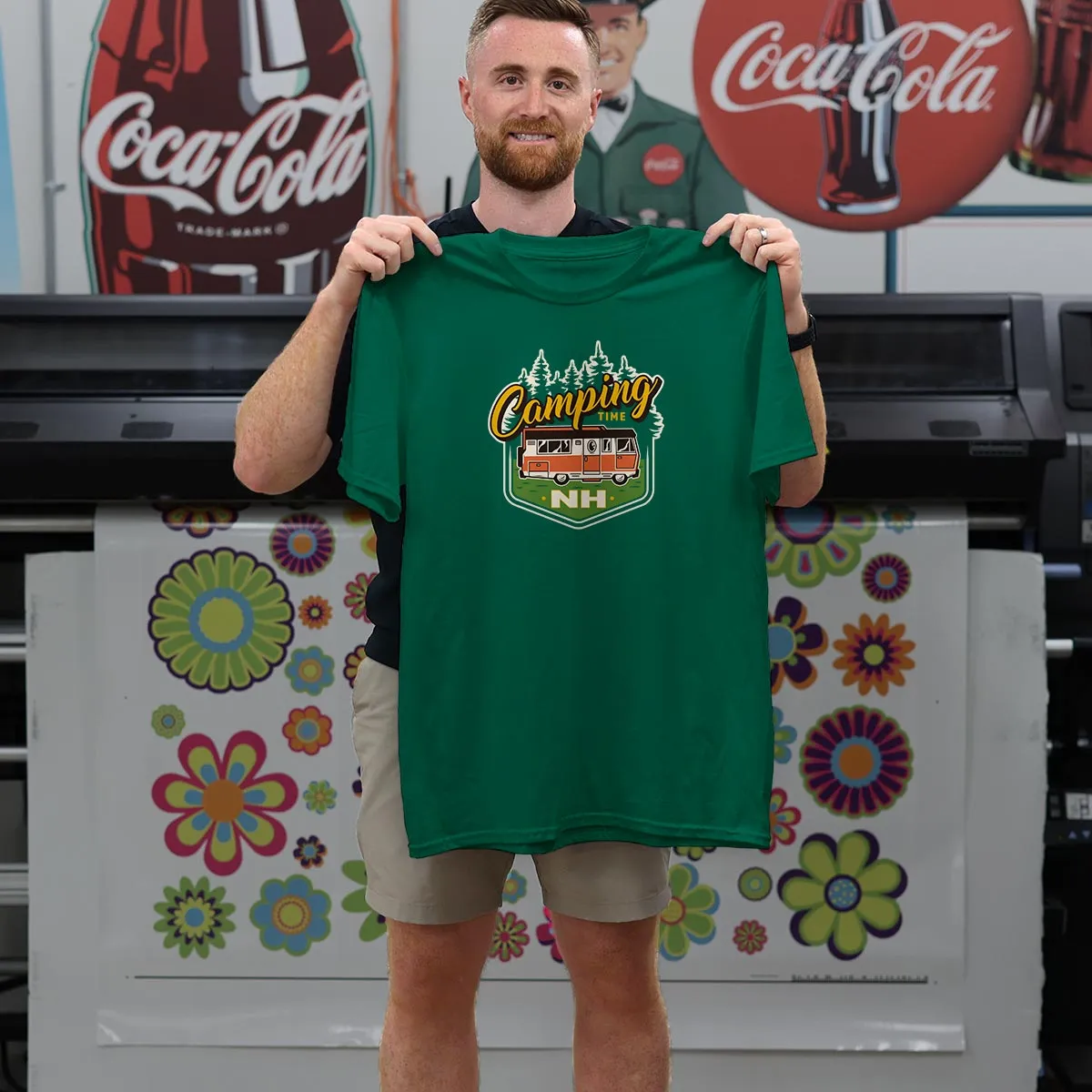 New Hampshire Camping Time T-Shirt, 100% Cotton, S-XXL, Unisex Tshirts