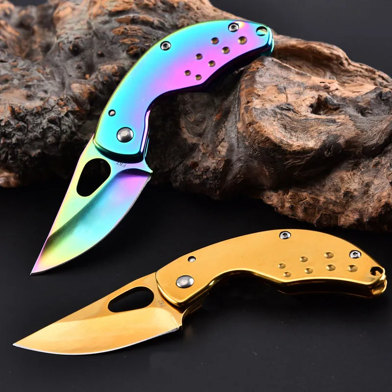 Other Promotional & Business Gifts Pocket Folding Camping Outdoor Small Mini Knife In Gold Rainbow Color