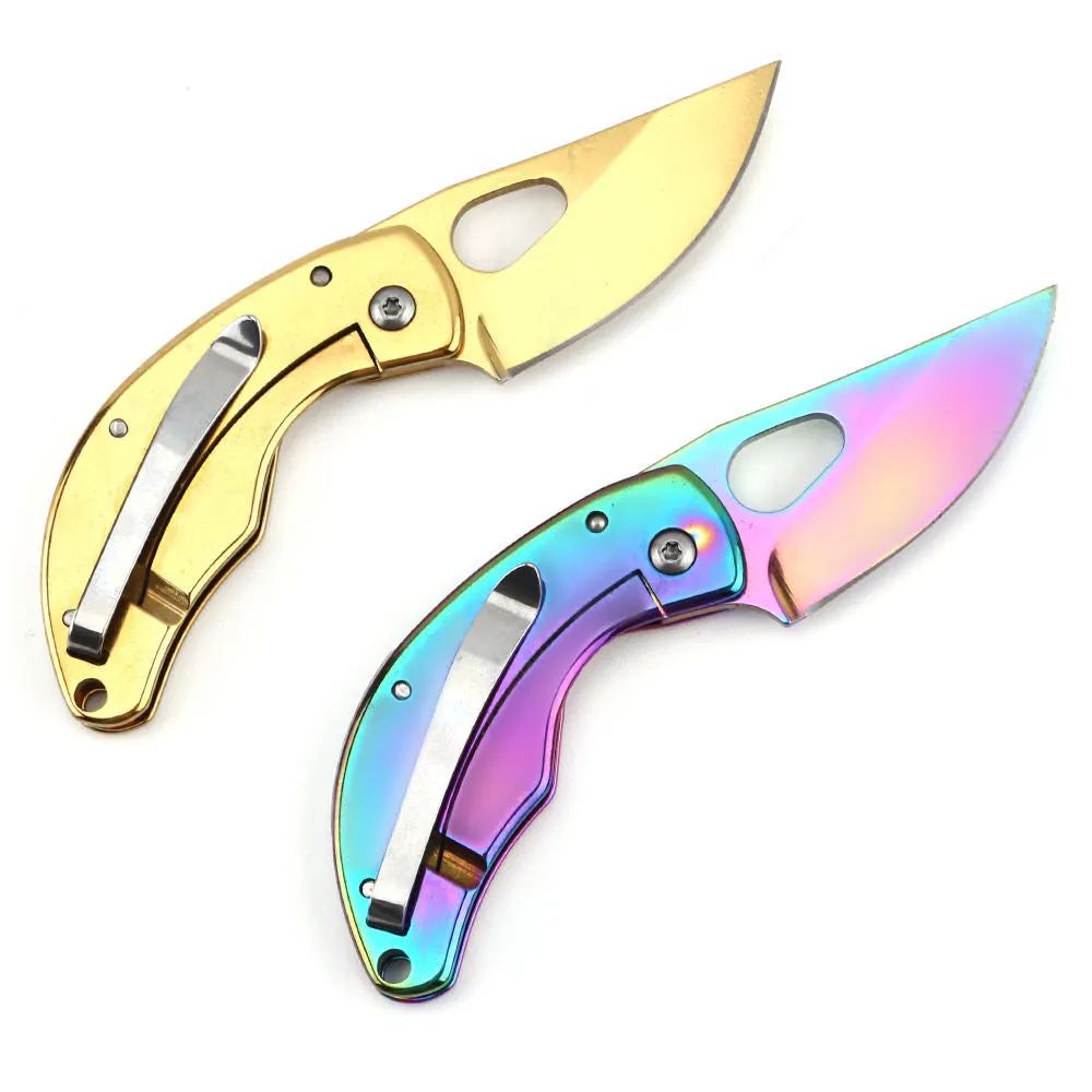 Other Promotional & Business Gifts Pocket Folding Camping Outdoor Small Mini Knife In Gold Rainbow Color