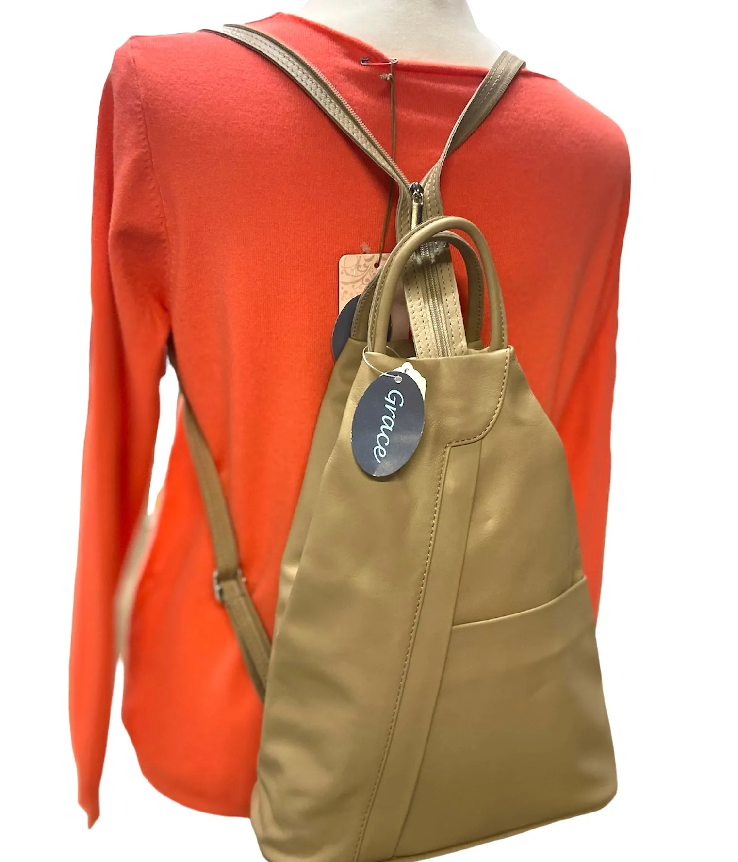 PAMELA     Italian soft leather medium sized backpack