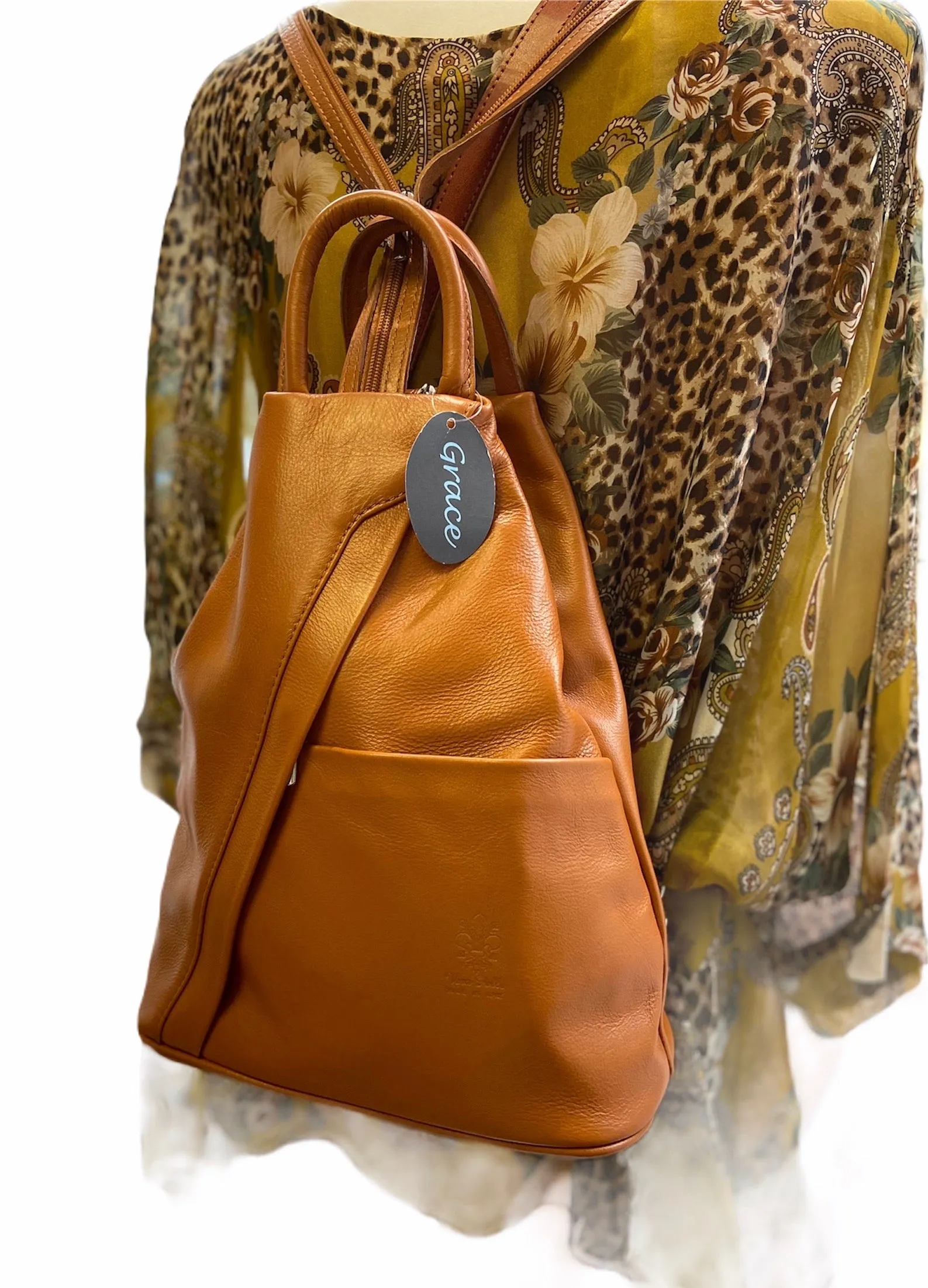 PAMELA     Italian soft leather medium sized backpack
