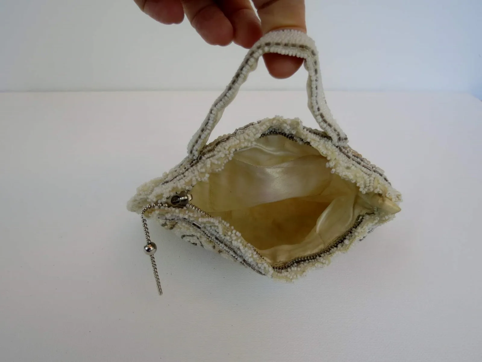 Pearl Beaded Silk Dance Purse or Evening Bag - 1930s
