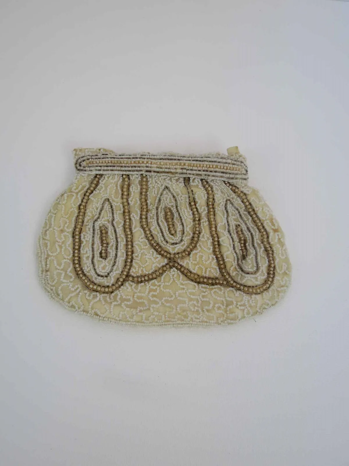 Pearl Beaded Silk Dance Purse or Evening Bag - 1930s
