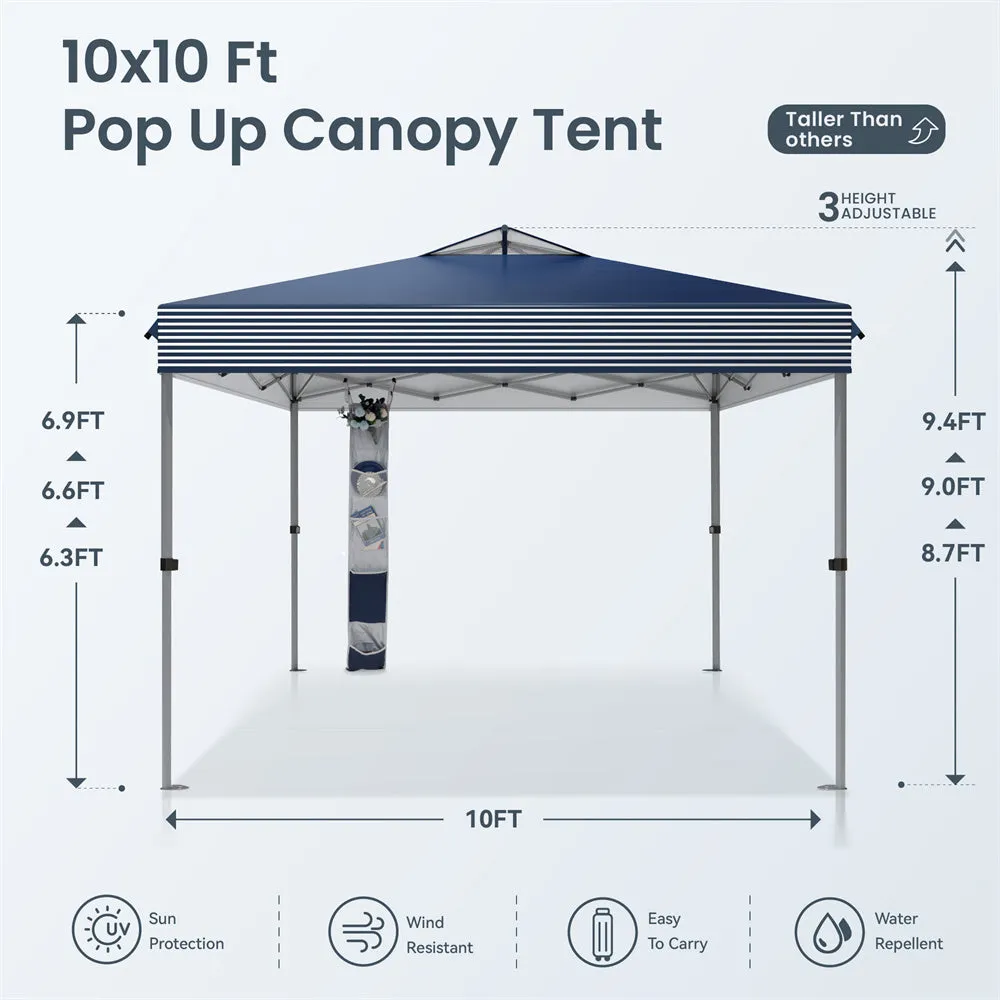 PHI VILLA 10'x10' Pop-up Tent with Storage Bag and Roller Bag for Camping Party and Barbecue