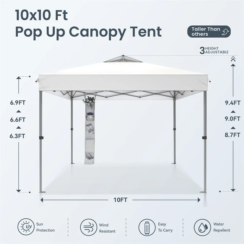 PHI VILLA 10'x10' Pop-up Tent with Storage Bag and Roller Bag for Camping Party and Barbecue