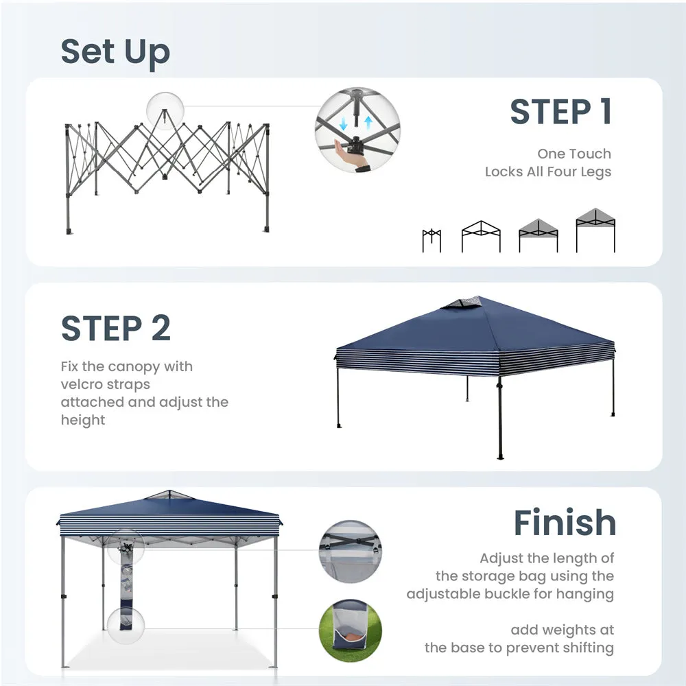 PHI VILLA 10'x10' Pop-up Tent with Storage Bag and Roller Bag for Camping Party and Barbecue
