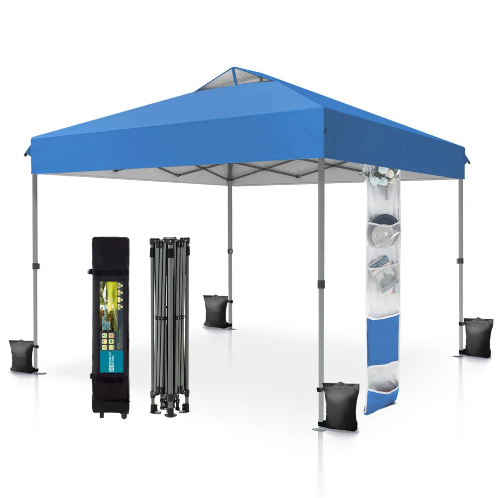 PHI VILLA 10'x10' Pop-up Tent with Storage Bag and Roller Bag for Camping Party and Barbecue