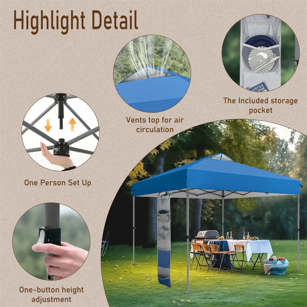 PHI VILLA 10'x10' Pop-up Tent with Storage Bag and Roller Bag for Camping Party and Barbecue