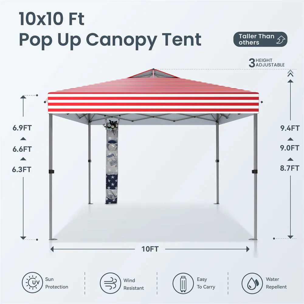PHI VILLA 10'x10' Pop-up Tent with Storage Bag and Roller Bag for Camping Party and Barbecue