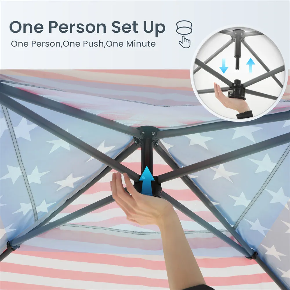 PHI VILLA 10'x10' Pop-up Tent with Storage Bag and Roller Bag for Camping Party and Barbecue