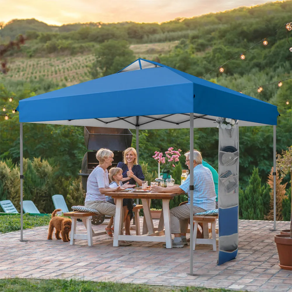 PHI VILLA 10'x10' Pop-up Tent with Storage Bag and Roller Bag for Camping Party and Barbecue