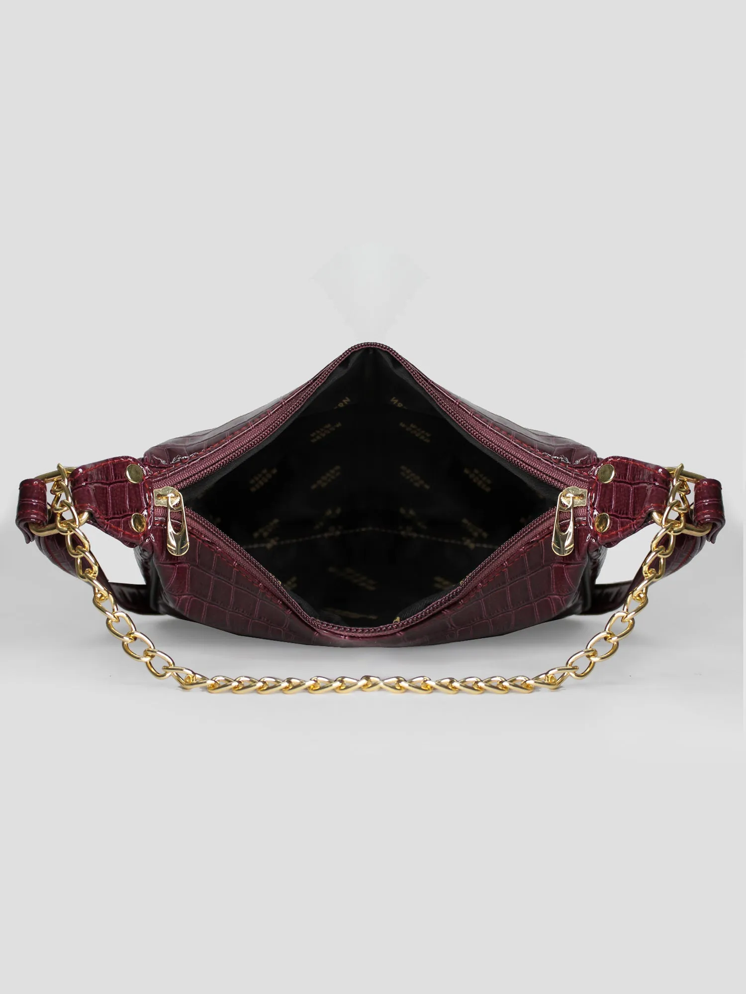 Plum & Black Chunky Chain Mini Shoulder Bag | Modern Myth