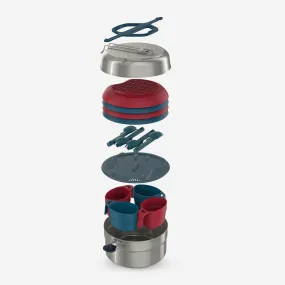 Quechua Non-Stick Stainless Steel 4-Person 24-Piece Camp Cookset 3.5 L