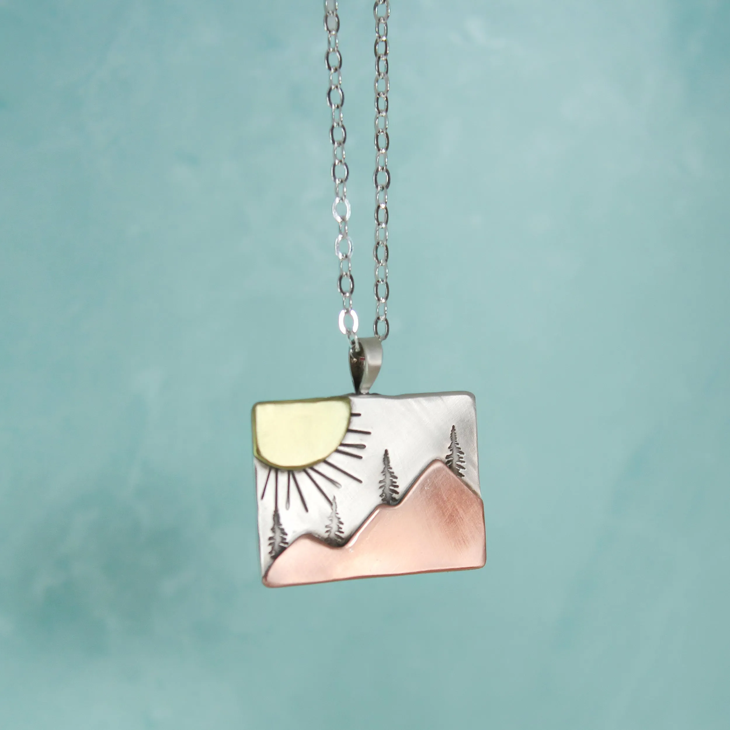 Rectangle Sunburst Mountain Necklace
