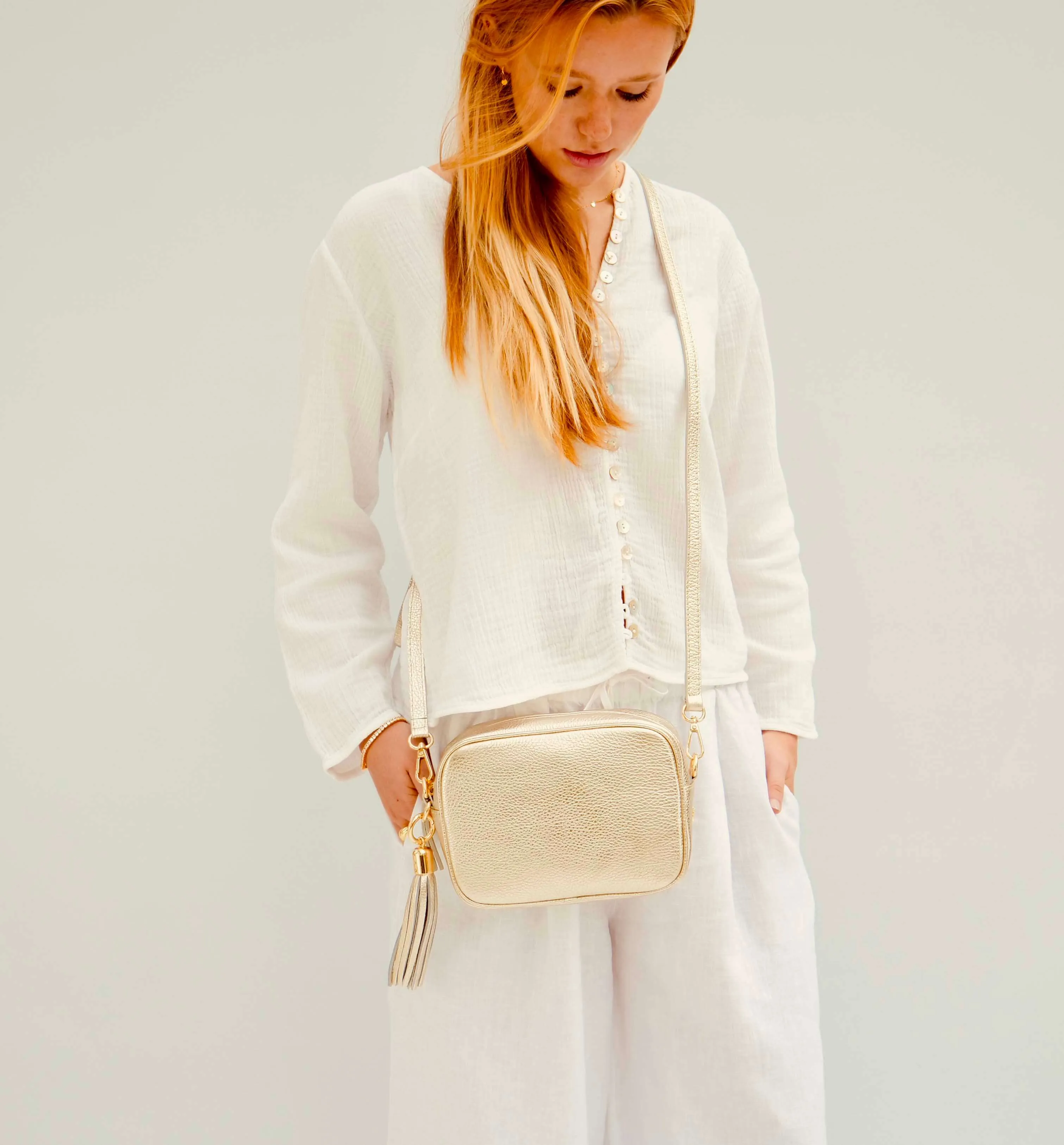 The Tassel Gold Leather Crossbody Bag