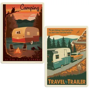 Travel by Trailer Camping Decal Set of 2