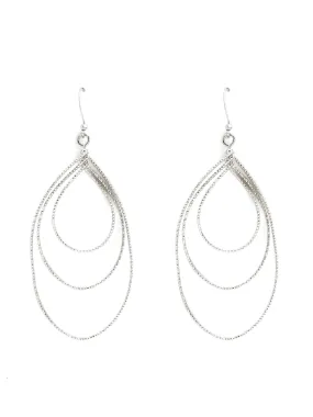 Ultra Delicate Triple Teardrop Earrings (Silver)