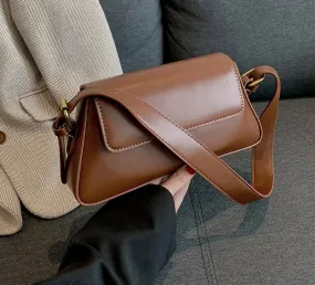 VAIGE Vintage PU Leather Solid Color Shoulder Bag with Cell Phone Pocket for Casual Use