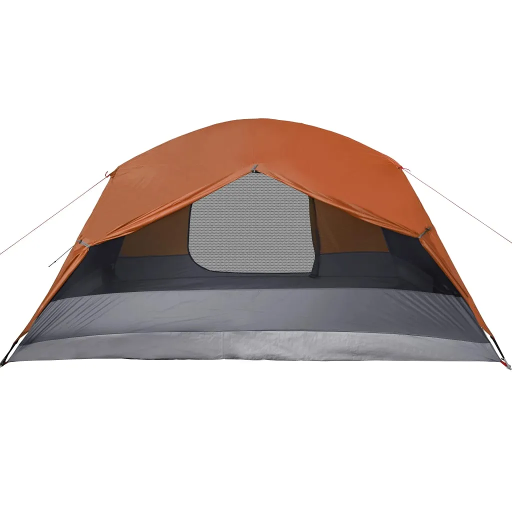 vidaXL Camping Tent with Porch 4-Person Grey and Orange Waterproof