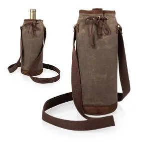 Waxed Canvas Wine Tote, Khaki Green