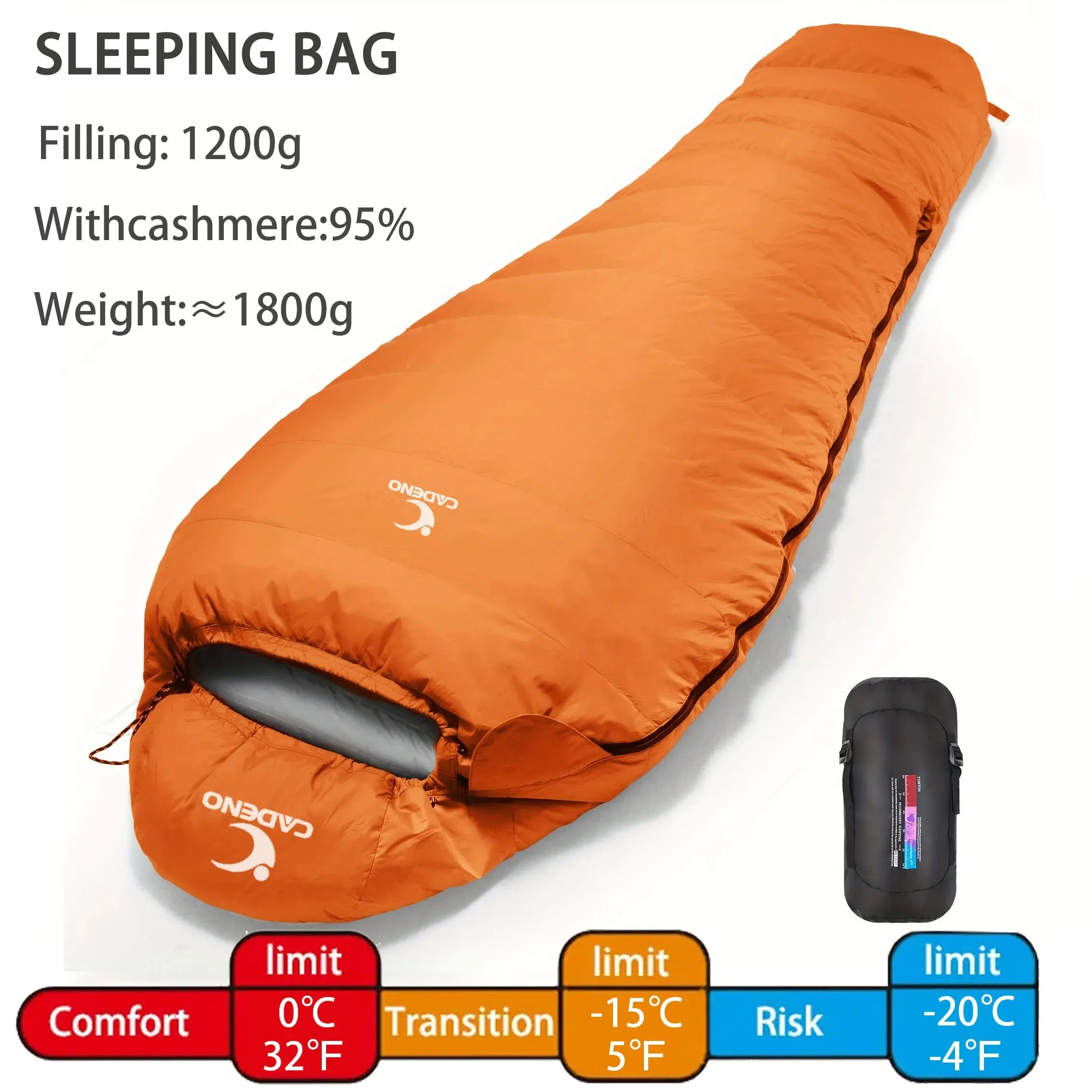 Winter White Goose Down Mummy Camping Sleeping Bag Cold Winter Ultralight Baffle Design Outdoor Camping Down Splicing FP800