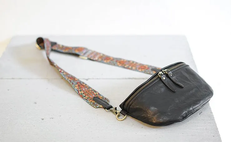 Womens Black Shoulder Chest Bag Sling Purse For Ladies