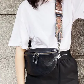 Womens Black Shoulder Chest Bag Sling Purse For Ladies
