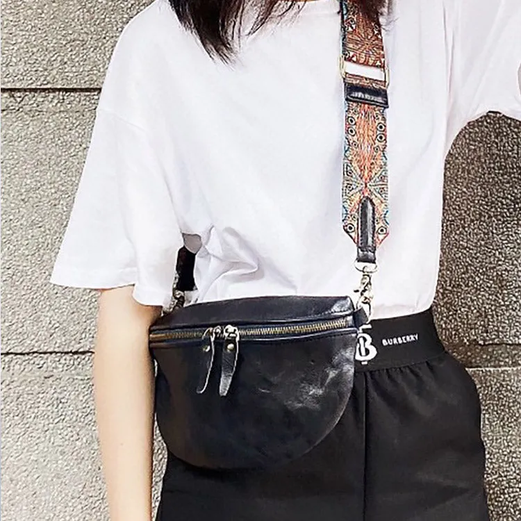 Womens Black Shoulder Chest Bag Sling Purse For Ladies