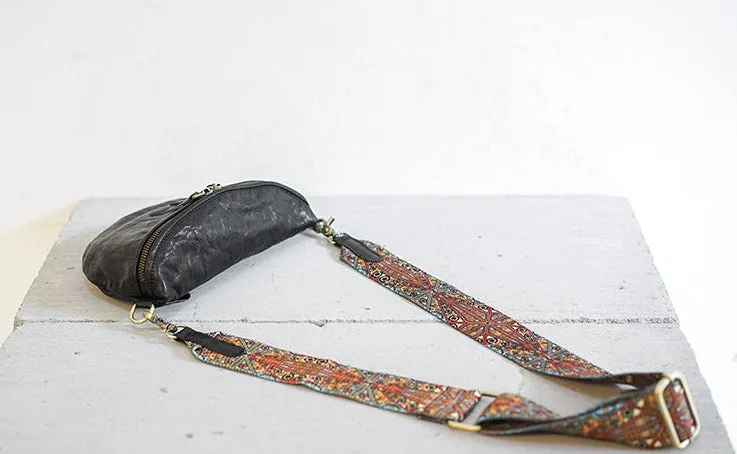 Womens Black Shoulder Chest Bag Sling Purse For Ladies