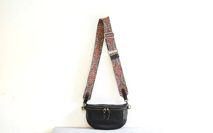 Womens Black Shoulder Chest Bag Sling Purse For Ladies