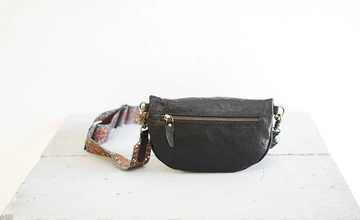 Womens Black Shoulder Chest Bag Sling Purse For Ladies